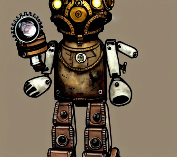 Image similar to steampunk ferret - shaped mech, steampunk bioshock - inspired borderlands - inspired ferret - shaped robot