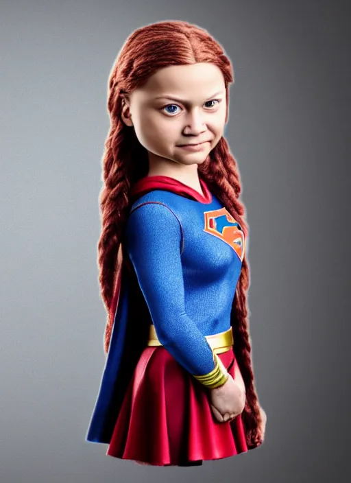 Prompt: greta thunberg as a supergirl nicoletta ceccoli doll, detailed digital art, trending on Artstation
