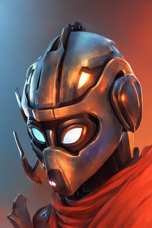 Image similar to epic mask helmet robot ninja portrait stylized as fornite style game design fanart by concept artist gervasio canda, behance hd by jesper ejsing, by rhads, makoto shinkai and lois van baarle, ilya kuvshinov, rossdraws global illumination radiating a glowing aura global illumination ray tracing hdr render in unreal engine 5