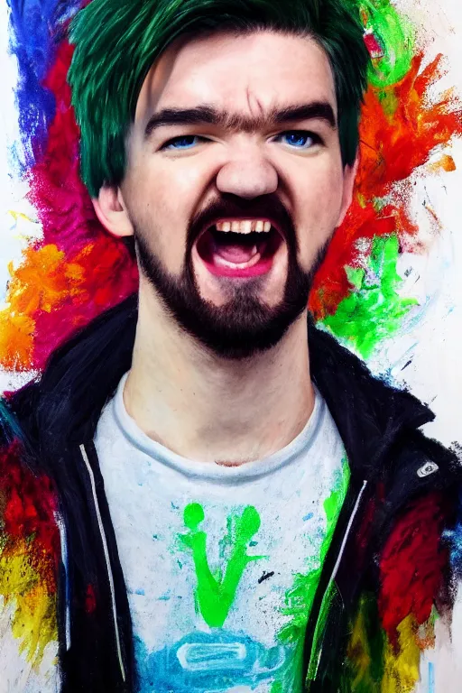 Image similar to Sean McLoughlin, Jacksepticeye, Irish Youtuber, solo portrait, yelling super loud, extreme yelling 🎨🖌️