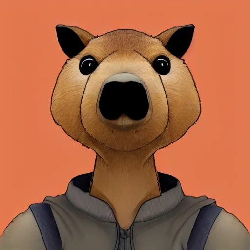 Image similar to anthropomorphic capybara, detailed, furaffinity