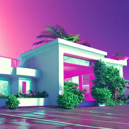 Image similar to vaporwave house, concept