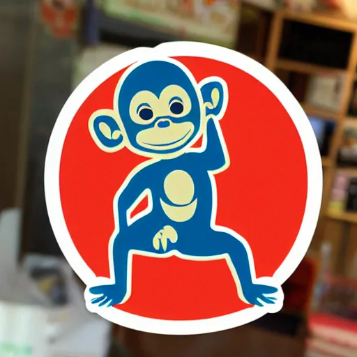 Image similar to sticker monkey shows call me gesture