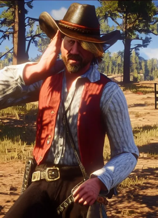 Image similar to film still of shaggy in red dead redemption 2 ( 2 0 1 8 video game )