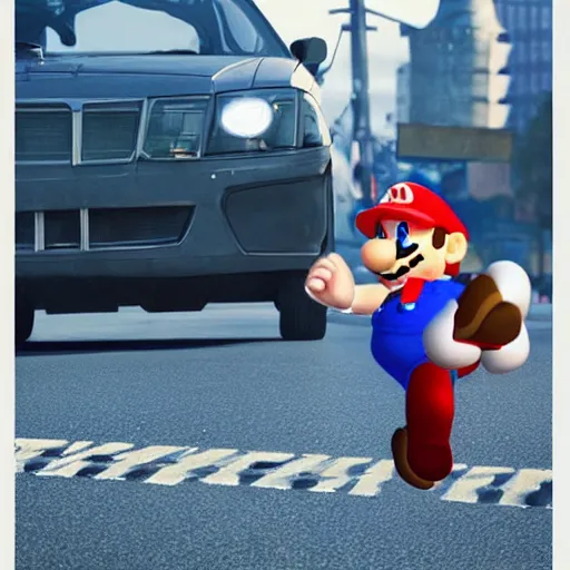 Prompt: jason statham in the movie super mario bros dressed as mario, photorealistic