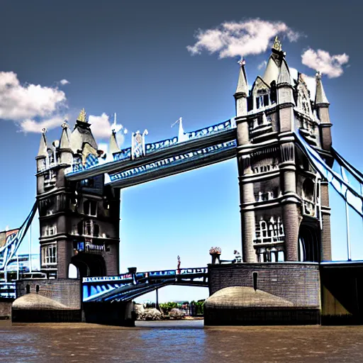 Image similar to tower bridge sunny day, modern photography, 4k,