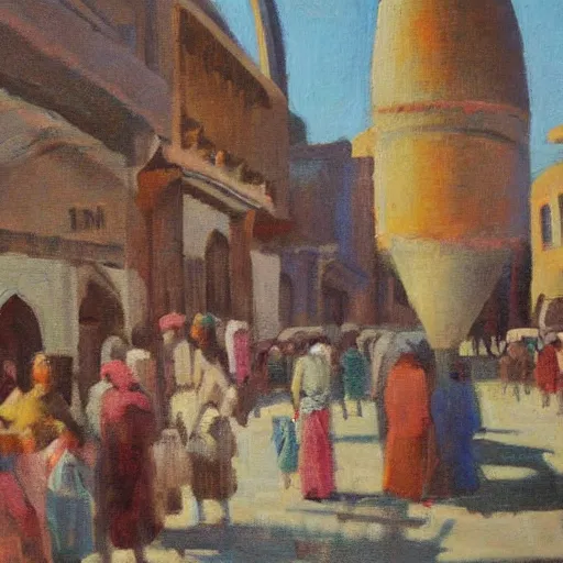 Prompt: market in old samarkand, oil painting