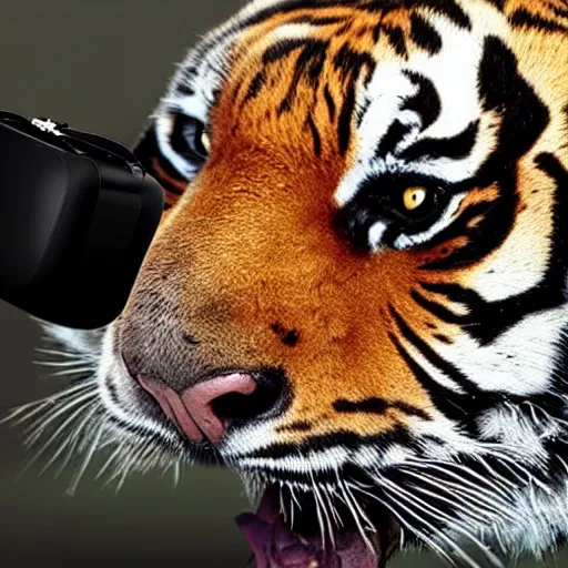 Image similar to a tiger wearing a vr headset