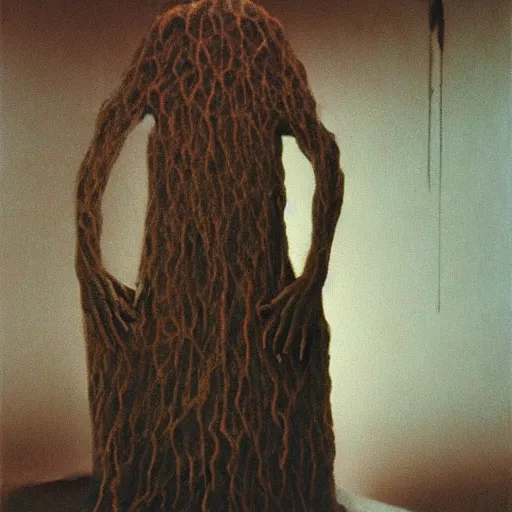 Prompt: Zdzisław Beksiński painting of a ghost