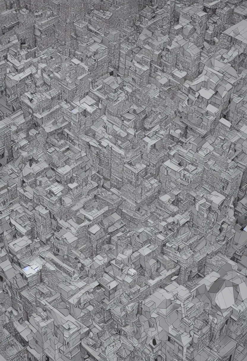 Image similar to details of a generative plotter artwork by m. c. escher, very detailed, maximalism, ambient occlusion, volumetric light, sun beam, atmospheric haze, unreal engine, hyper realism, realistic shading, cinematic composition, realistic render, octane render, detailed textures, photorealistic, wide shot - h 1 2 0 0