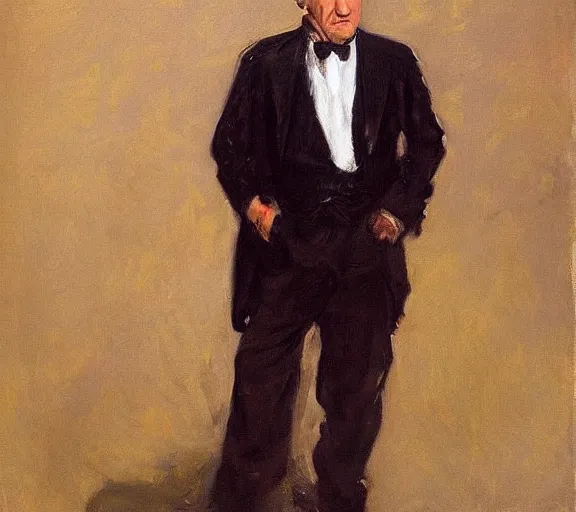 Image similar to a hyper-detailed oil painting of Robert DeNiro by John Singer Sargent; anatomically correct