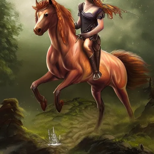 Prompt: a merhorse, fantasy art,