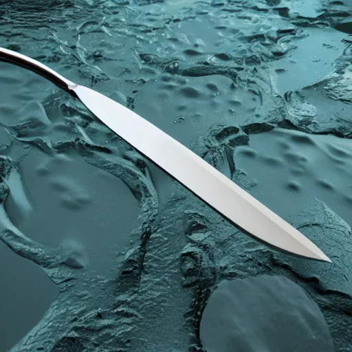 Image similar to water forms a knife, concept art, render, octane render, 3 d, unreal engine, raytracing