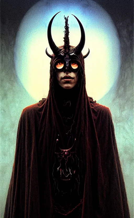 Prompt: a striking full body portrait of a pitch black masked eldritch shaman with jagged black horns by moebius and beksinski and artgerm, detailed artwork, realism, 4 k resolution, detailed, high quality, sharp focus, hq artwork, insane detail, volumetric lighting, character concept art, fine details, tarot card, clear subject