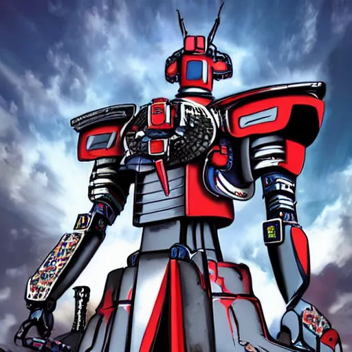 Prompt: a giant robot samurai. anime