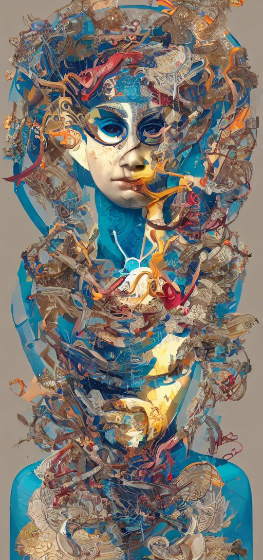 Image similar to tristan eaton, victo ngai, peter mohrbacher, artgerm portrait of a math fractal computer intelligence