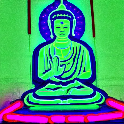 Prompt: neon buddha