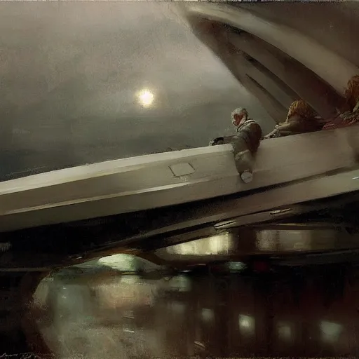 Image similar to bridge of the starship enterprise, by jeremy mann, anders zorn.