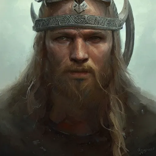 Prompt: a beautiful artwork portrait of a viking skull by greg rutkowski , featured on artstation