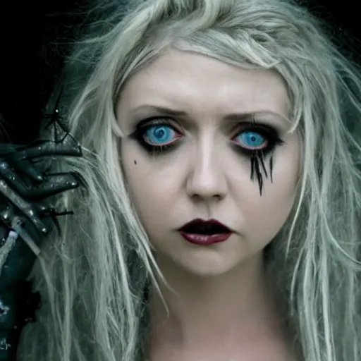 Image similar to first still taylor momsen as emma scissorhands in edward scissorhands remake, ( eos 5 ds r, iso 1 0 0, f / 8, 1 / 1 2 5, 8 4 mm, postprocessed, crisp face, facial features )