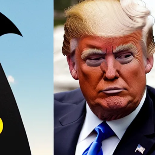 Image similar to donald trump in a batman costume