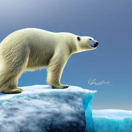 Image similar to polar bear on iceberg in marsphotorealistic, high resolution,, trending on deviantart, hdr, hyper detailed, insane details, intricate, elite, ornate, dramatic lighting