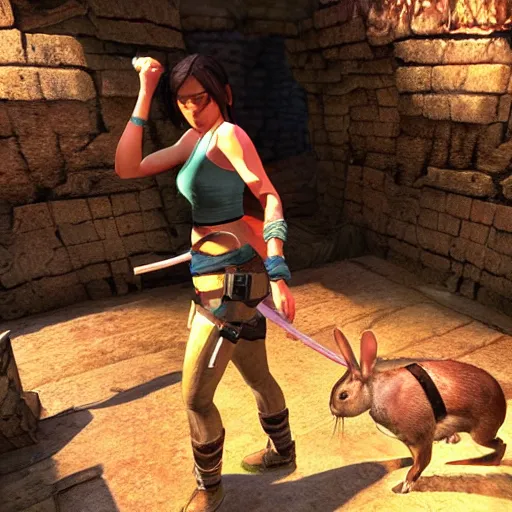 Image similar to a rabbit in the video game Tomb Raider 2013