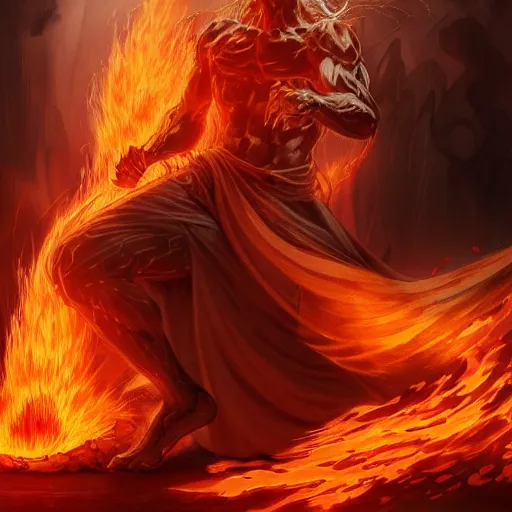 Image similar to male japanese fire elemental, ghostly form, transparent, embodiment of fire, comic book thick outline, gta art, demon summoning magic d & d, highly detailed, digital painting, artstation, concept art, sharp focus, illustration, cinematic lighting, art by artgerm and greg rutkowski and alphonse mucha