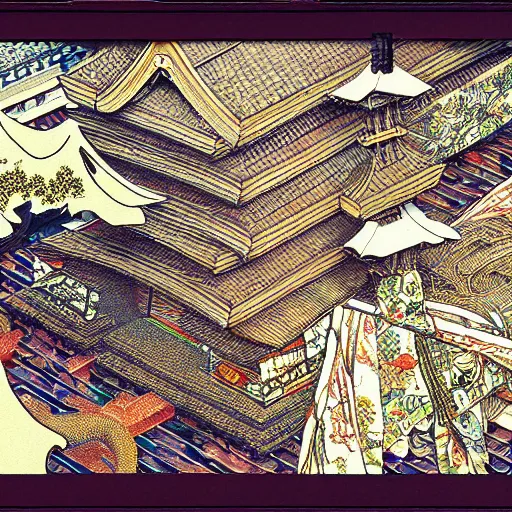 Image similar to 8 k 3 d capture scan of japanese package, high textured, conceptual, intricate detailed painting, illustration sharp detail, manga 1 9 9 0