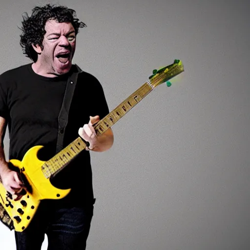 Image similar to dean ween guitar face, enormous mouth 1 meter in diameter