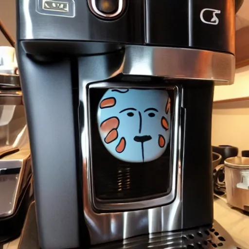 Image similar to face on a humanoid coffee machine