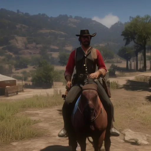 Prompt: Film still of Juan Joya Borja in Red Dead Redemption 2 (2018 video game)