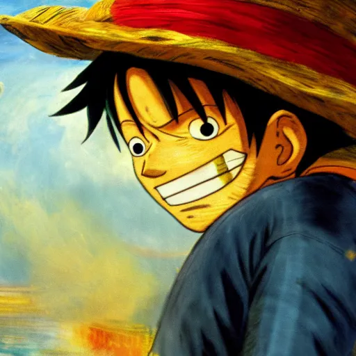 Prompt: luffy from one piece, impressionist, Joseph Mallord William Turner, high res, 8k, 4k