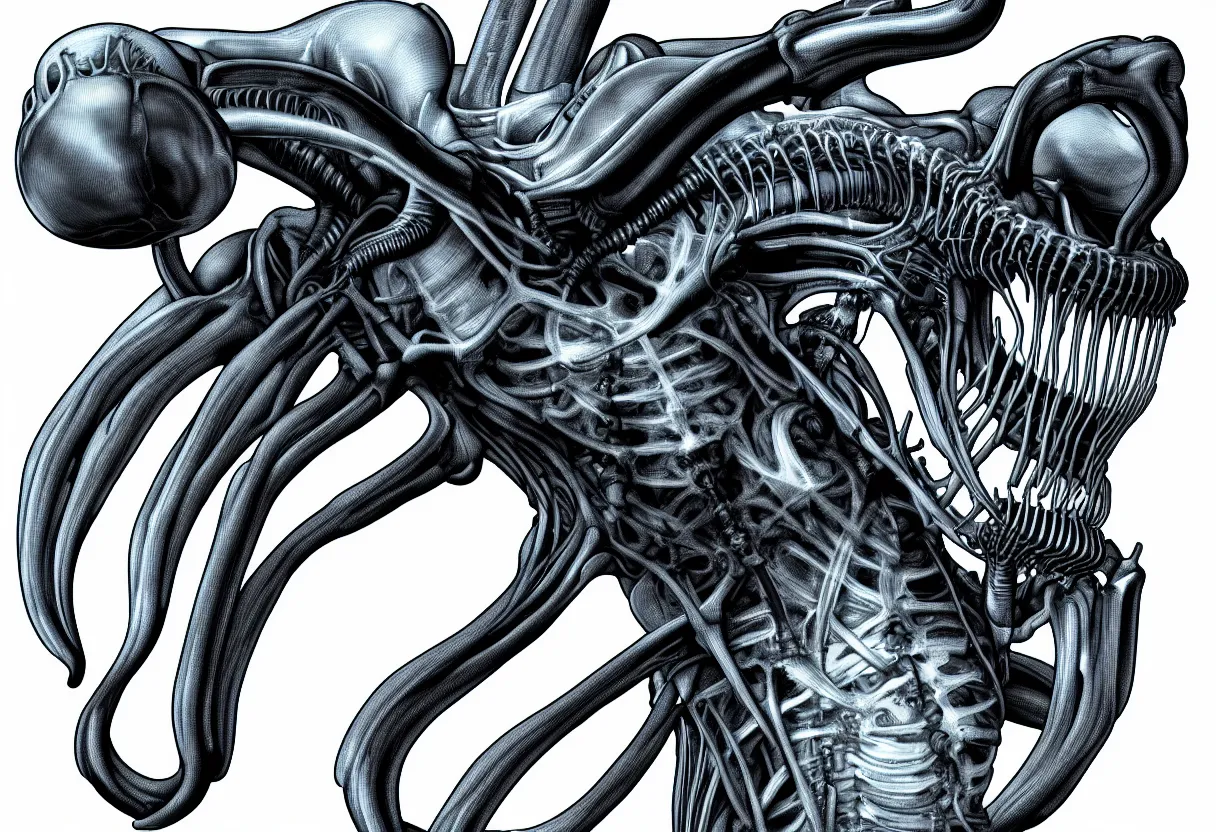 Prompt: x - ray of a xenomorph