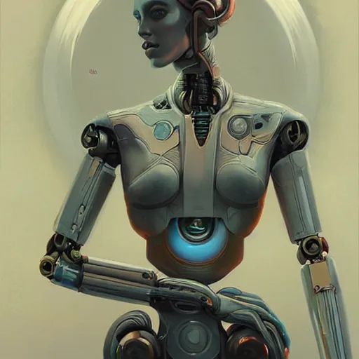 Image similar to a beautiful female robot, elegant pose, by Anato Finnstark, Tom Bagshaw, Brom