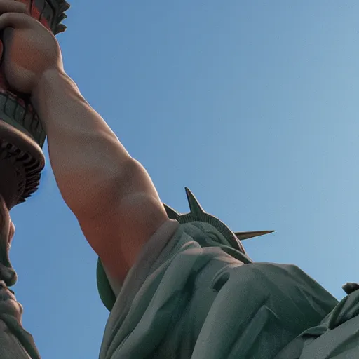 Prompt: Tom Holland as the statue of liberty, unreal engine, octane render