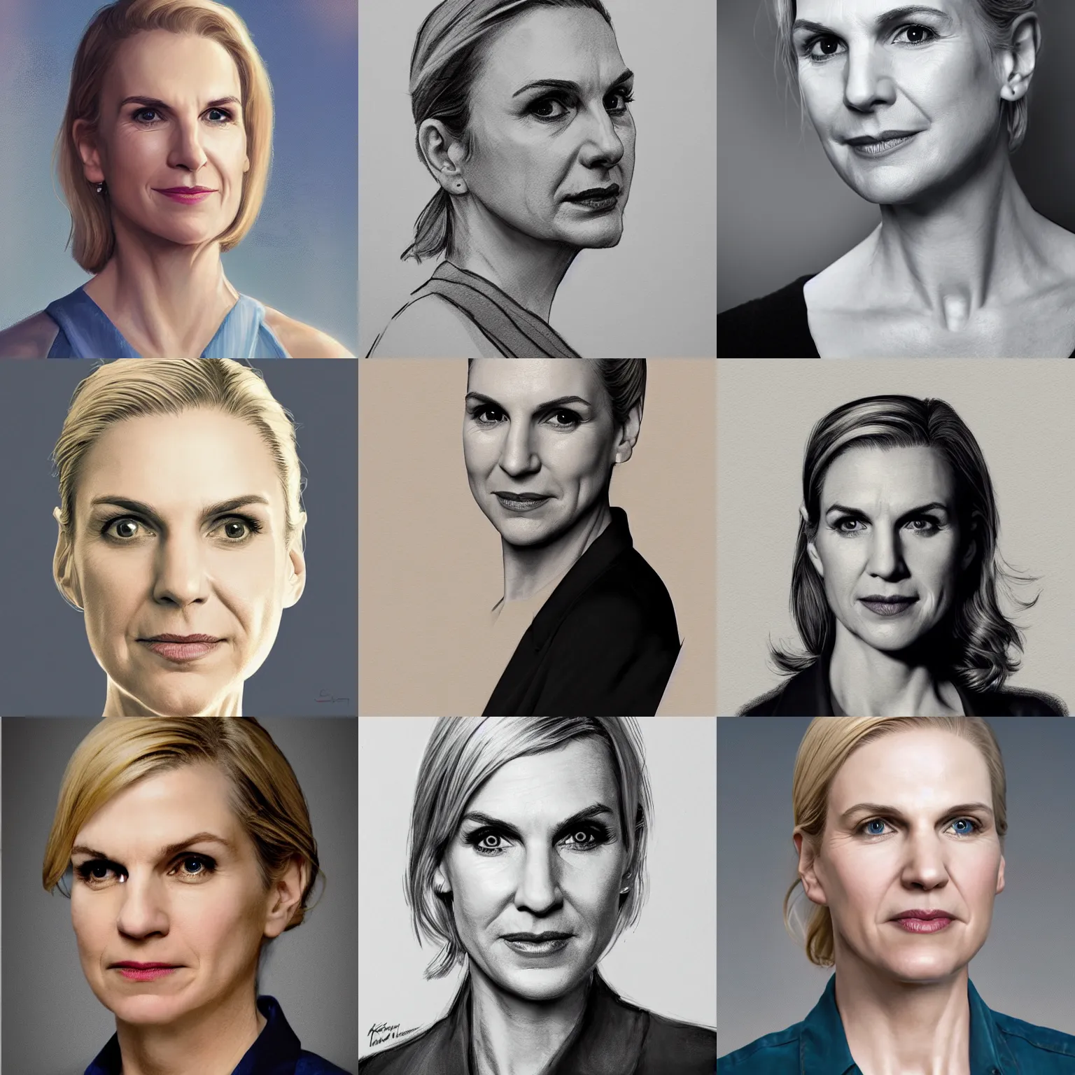 Prompt: a head and shoulders portrait of Kim Wexler of Better Call Saul series, sharp focus, smooth, detailed concept art