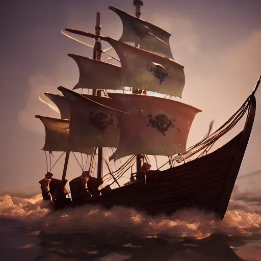 Image similar to pirate ship battle in a bath tub, highly detailed, cinematic lighting, render, fantasy