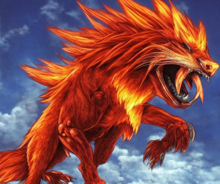 Image similar to phoenix red xiii, final fantasy, video game, highly detailed