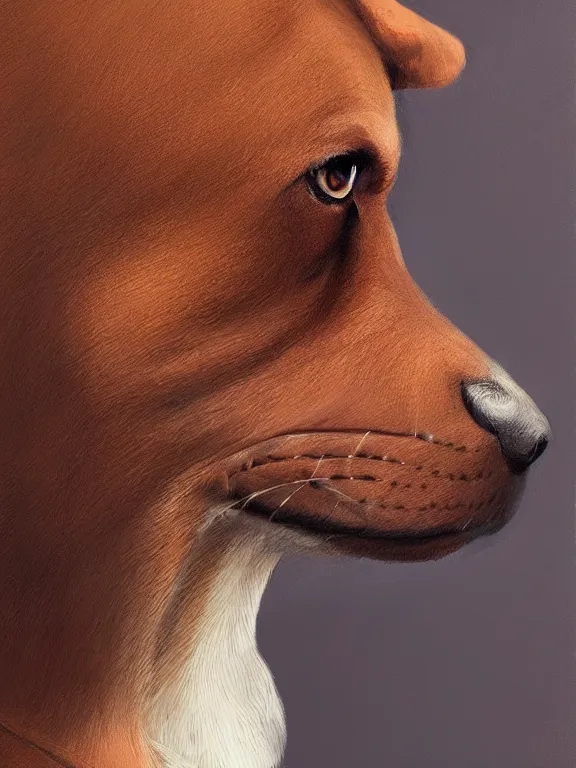 Image similar to an ultradetailed beautiful portrait painting of a original sonic character based off of a strong elegant brown pitbull, side view, oil painting, high resolution, by ilya kuvshinov, sonic oc, brown fur, furry, greg rutkowski and makoto shinkai