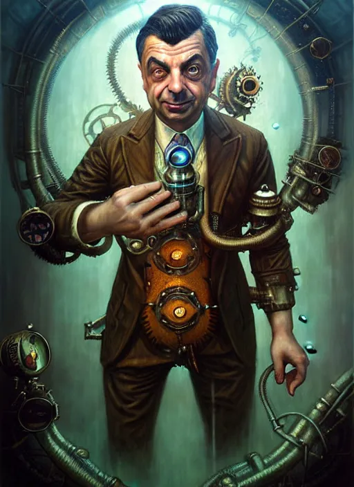 Image similar to underwater steampunk bioshock portrait of rowan sebastian atkinson, by tomasz alen kopera and peter mohrbacher