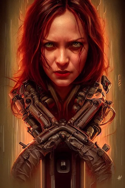 Image similar to beautiful cinematic horror poster, hybrid from Doom and art direction by Drew Struzan ;by artgerm; wayne reynolds art station; cinematic quality character render; low angle; ultra high quality model; production quality cinema model;