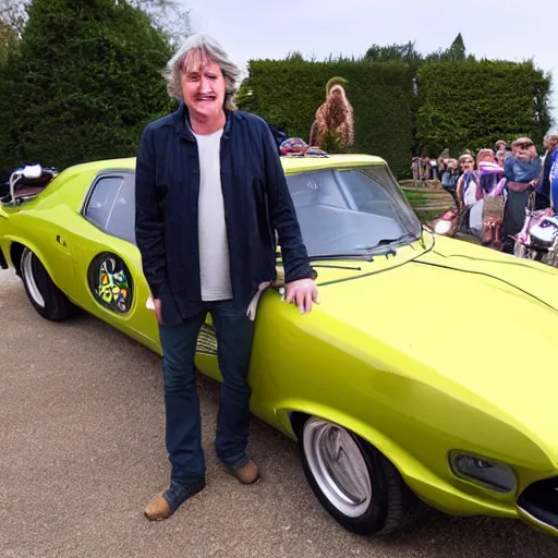 Image similar to James May proudly drives a Bobby Car