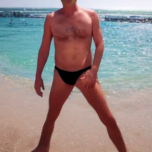 Image similar to photo of a 4 0 year old white man living the best life possible. he looks young for his age. women in bikinis can be seen behind him, it's as if he were in a music video and didn't know it.