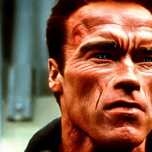 Prompt: arnold schwarzenegger in total recall, looks photorealistic, hyper-detailed