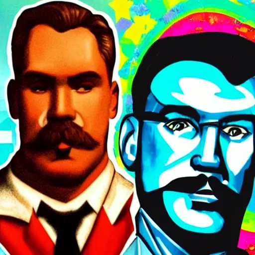 Image similar to lgbt art, tom of finland style, lenin, in billy herrington body, communism art in 4 k, high quality