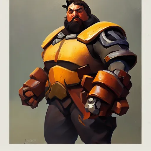 Image similar to greg manchess portrait painting of man - at - arms as overwatch character, medium shot, asymmetrical, profile picture, organic painting, sunny day, matte painting, bold shapes, hard edges, street art, trending on artstation, by huang guangjian and gil elvgren and sachin teng