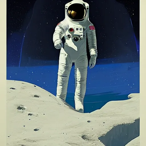 Image similar to futurism pop art of an astronaut watching earth from the moon, by greg rutkowski