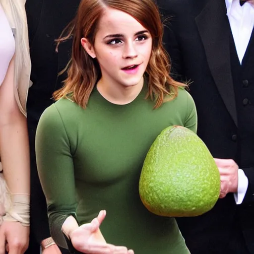 Image similar to emma watson as an avocado chair