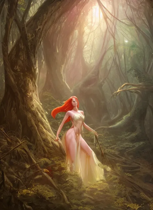 Prompt: A beautiful digital painting of a princess in the mirkwood forrest looking at the camera by Stanley Artgerm Lau, frank frazetta, Rossdraws, James Jean, gerald brom, Andrei Riabovitchev, Marc Simonetti, and Sakimichan, trending on artstation